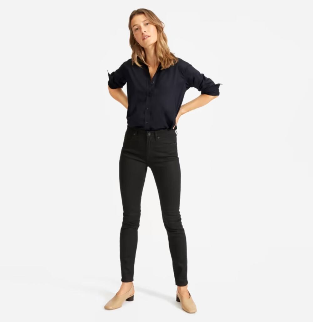Everlane Womens Skinny Ankle Jeans Black 23 Tall US 00 Black Mid-Rise NWT